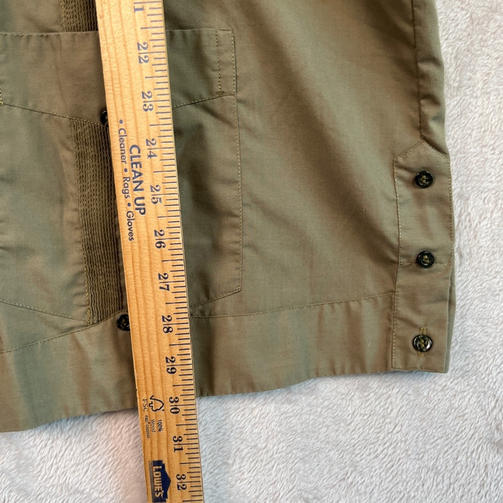 Guayaberas Yucatecas Men's Shirt XL Olive Green Embroidered Short Sleeve Mexican - Picture 8 of 8